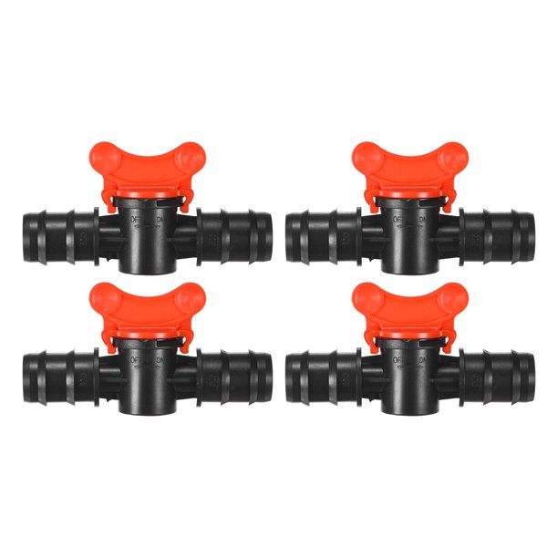 Uxcell 4-Pack Válvula de Bola con Espigas, para Tubo de Goteo de 1 Pulgada, Válvula de Bola de Plástico en Línea con Interruptor de Cierre