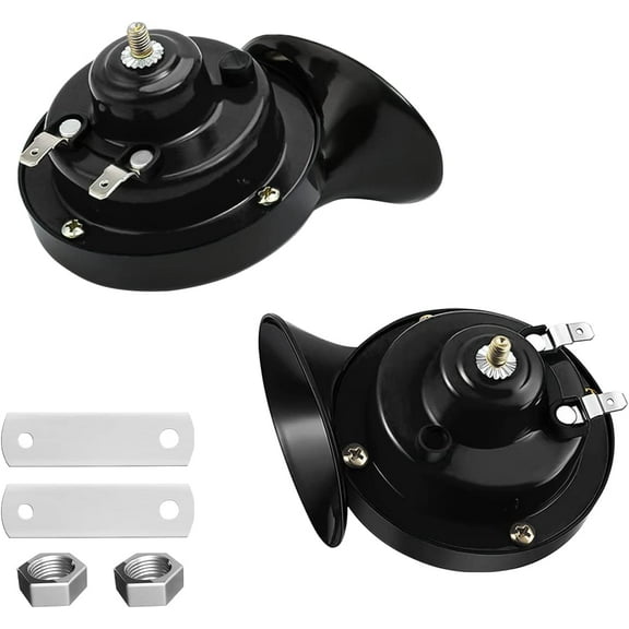 Super Loud Train Horns, Car Waterproof Durable Air Electric Snail Horn, 12V Raging Sound Air Horns Replacement Kit, Automotive Accessories Universal for Car, Motorcycle, Truck, Bike, Boat (Black)