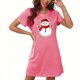 thumbnail image 1 of Camisón corto navideño para mujer, talla grande, cuello redondo, manga corta, estampado en el pecho, vestido de noche para mujer, 1 of 3