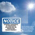 thumbnail image 5 of Extremely Dangerous No Trespassing Violators OSHA Notice Vinyl Decal Label 5 Inch x 3.5 Inch - 10 Pack, 5 of 6
