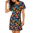thumbnail image 2 of Easygdp Ananas Colorés1 pour Femmes Chemise de Nuit Manches Courtes Décontractée Imprimée, 2 of 6
