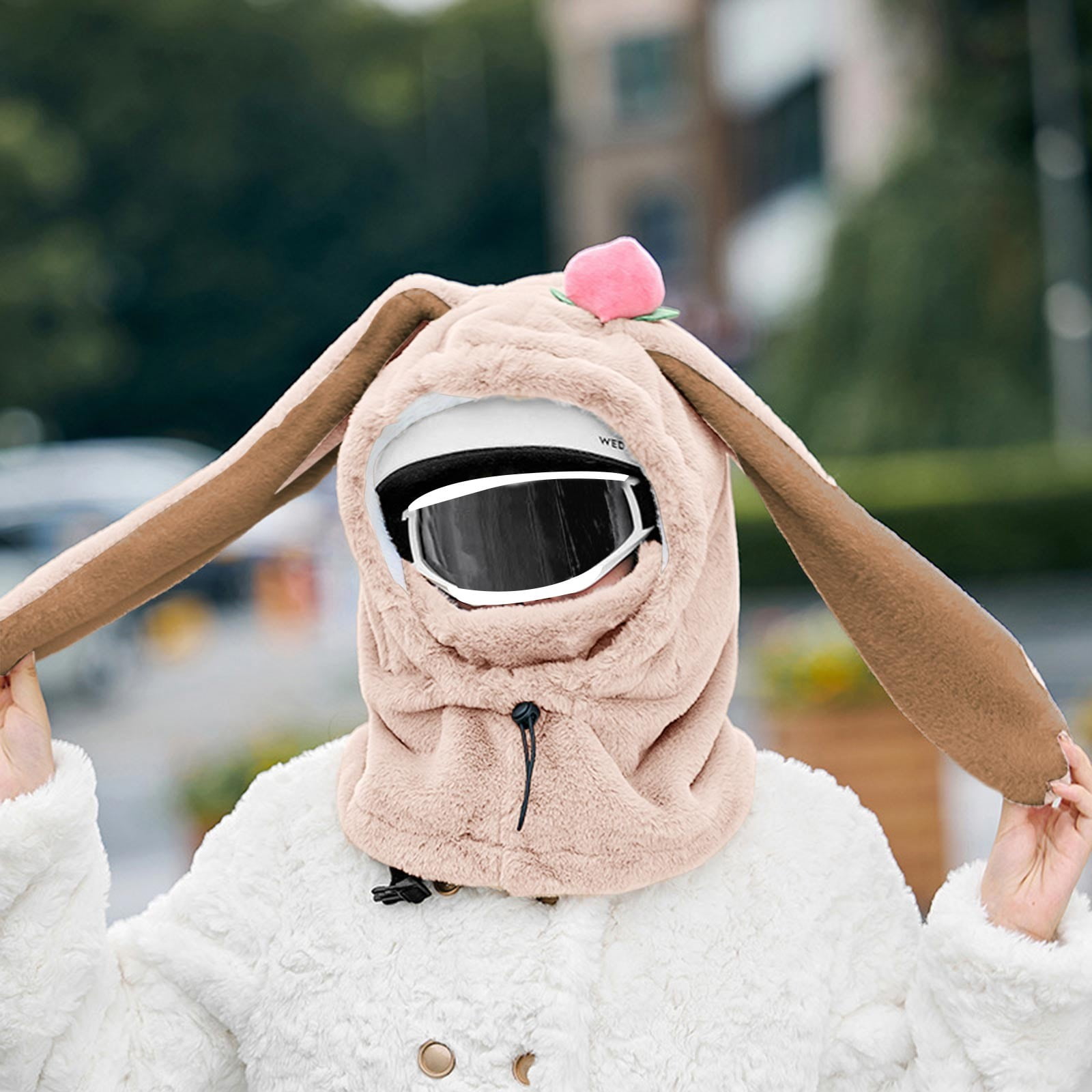 Hat for Women Winter Hats for Men Winter Warm Windproof Hat Ski Riding Shield Warmer Cute Cartoon Rabbit Ear Neck Cover Hat With Face Guard for Women Men