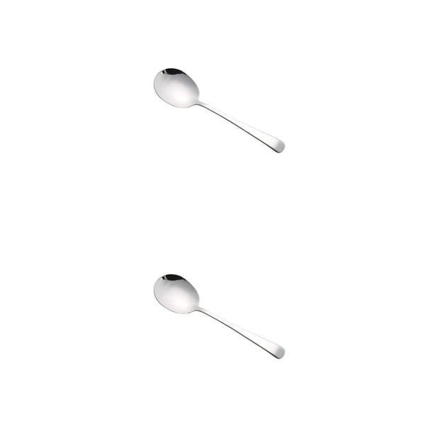 Bewildely Cucharas de café y té de acero inoxidable con mango largo, cuchara para postre de arroz, utensilios de cocina, cubiertos, de comedor, Cuchara 2Conjunto