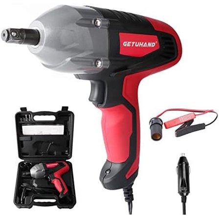 Electric Impact Wrench 1/2 Inch & 12 Volt 400N.M 300ft-lbs Max Torque with 1/2" Strong Square Drive, Portable Car Impact Wrench Kit with Sockets and Carry Case