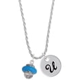 thumbnail image 1 of Delight Jewelry Silvertone Hot Blue Center Spinner Silvertone Script Initial Disc - U - Charm Necklace, 20"+3", 1 of 4