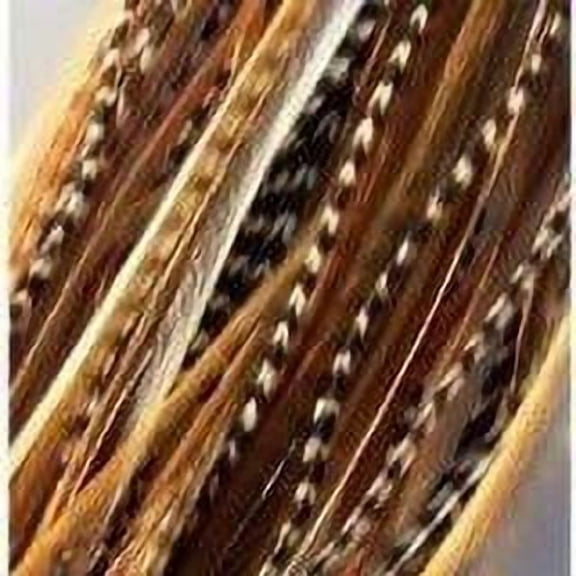 Sexy Sparkles Natural Feather Hair Extensions Mix Ginger with Beige and Grizzly for Feathers for Hair Extension -  6 Feathers 4-7in