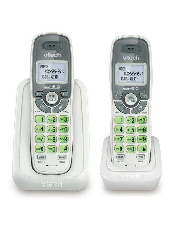 VTech 2 Handset DECT 6.0 Cordless Phone with Caller ID/Call Waiting, CS6114-2 (White)