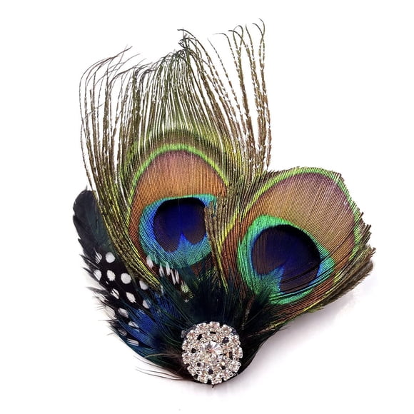 Aliotech Hermosas Horquillas para el Cabello con Plumas de Pavo Real y Mariposa con Diamantes de imitación, Pin para el Cabello con Plumas, Accesorio para el Cabello para Fiesta de Baile y Boda Nupcia