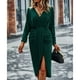 thumbnail image 2 of Vestido Con Dobladillo Cruzado, Elegante Vestido Ajustado De Manga Larga Fruncido Para Mujer Para Trabajo De Oficina ANGGREK Otros, 2 of 8