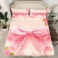 thumbnail image 2 of Manfei Kawaii Dot Ribbon Twin Sheet Sets for Teens, Pink Rose Floral Twin Fitted Sheet, Cartoon Princess Flat Sheet, Ultra Soft Home Decor, 3pcs, 2 of 7