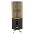 thumbnail image 5 of Corner Bar Cabinet Built-in Six Wine Rack, Wine Bar Cabinet with Two Shelves, Four Shelves With Door, Home Bar for Liquor and Wine Storage, Black + Dark Walnut, 5 of 7