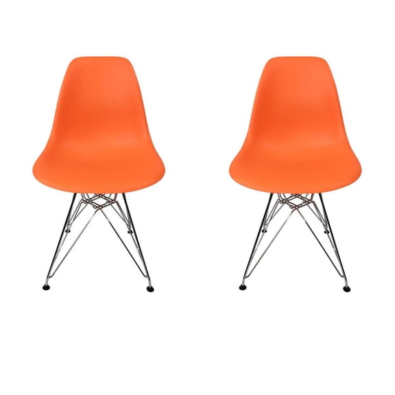 Eiffel Dining Chair with Chrome Base - Orange