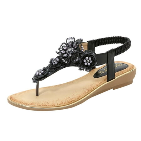 

ZMHEGW Casual Shoes Sandals Summer Pearl Flower Flip Beach Flops Women Ladies Women s Slipper