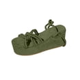 thumbnail image 2 of Women's Fashionable Casual Summer Sandals-Solid Color Strap Flat Thick Sole Open Toe Slippers Army Green 37, 2 of 4