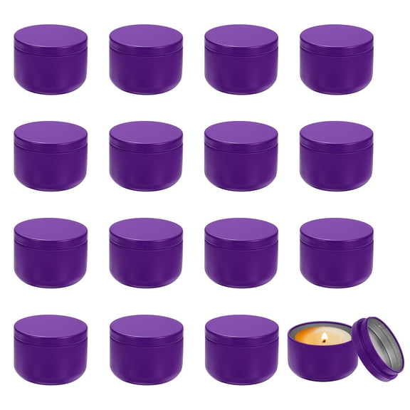 3oz Candle Tins, 16pcs Metal Candle Tins Jars with Lids Round Empty Tin Can Containers Bulk for Storage Tea and Making DIY Arts Crafts Christmas Gifts, Purple