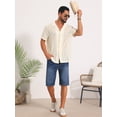 thumbnail image 5 of DARING DIVA Men's Hawaiian Camp Collar Button Down Short Sleeve Textured Shirts M Beige, 5 of 7