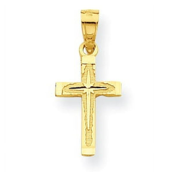 10k Diamond-Cut Cross Pendant