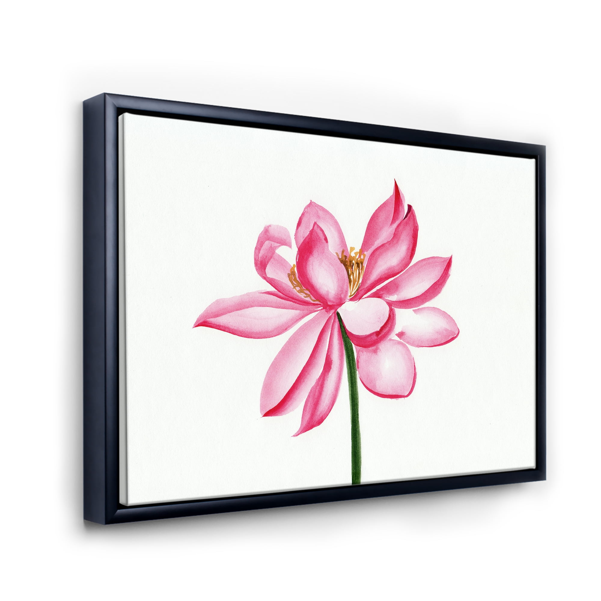 Ancient Detail of A Pink Lotus 32 in x 24 in Framed Painting Canvas Art Print, by Designart