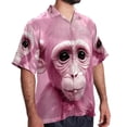 thumbnail image 2 of Pink Monkey Gorilla Men's Short Sleeve Poplin Shirts with Spread Collar Tops, Casual Printed Button Down Short Summer Beach Shirts for Men and Women, 2 of 6