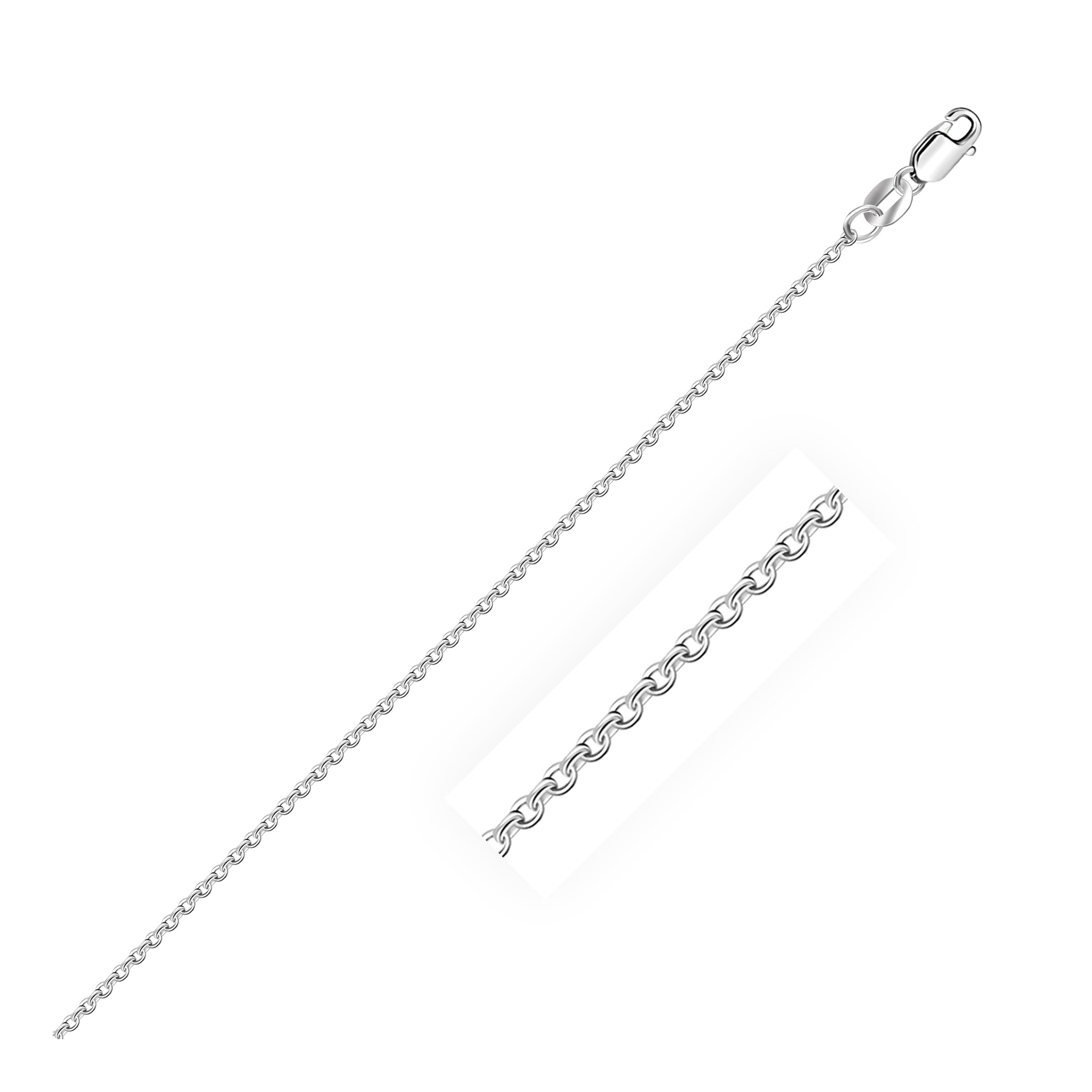 Sterling Silver Rhodium Plated Cable Chain Necklace 1.1mm 