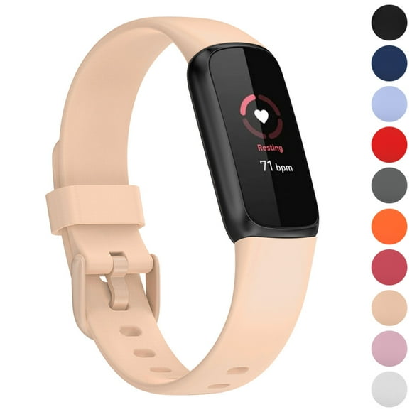 StrapsCo Bracelet de Montre en Caoutchouc de Silicone Monochrome pour Fitbit Luxe