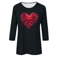 thumbnail image 4 of Jienlioq Chandail en Molleton de la Saint-Valentin pour Femmes Imprimé Décontracté Col Rond Manches 3/4 Noir m, 4 of 4