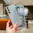 thumbnail image 6 of Compatible with Samsung Galaxy S21 Ultra Case 6.8",Glitter Clear Bling Star Transparent Matte Cute Curly Wave Frame Camera Cover Protection Shockproof Bumper Phone Cover for Women (Blue), 6 of 12