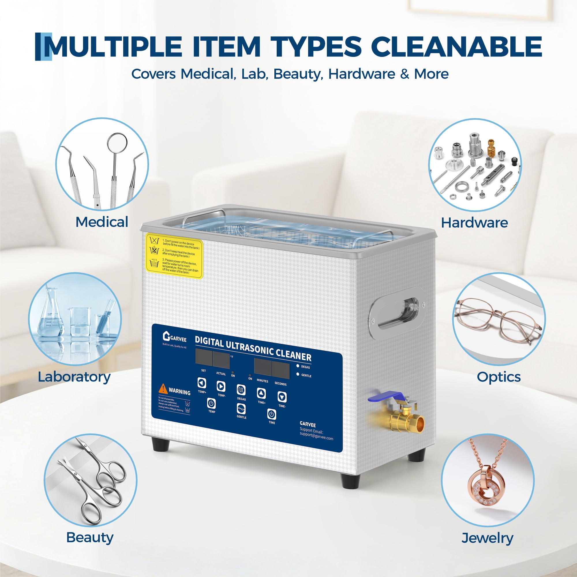 6L Digital Ultrasonic Cleaner with Timer, Professional Stainless Steel Cleaning Machine with Transducers for Jewelry, Eyeglass