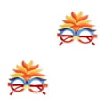 thumbnail image 1 of Wosthever Marco de anteojos de pluma DIY, gafas decorativas de carnaval, bola divertida, suministros para fiesta de disfraces, gafas amarillas Amarillo naranja 2piezas, 1 of 6