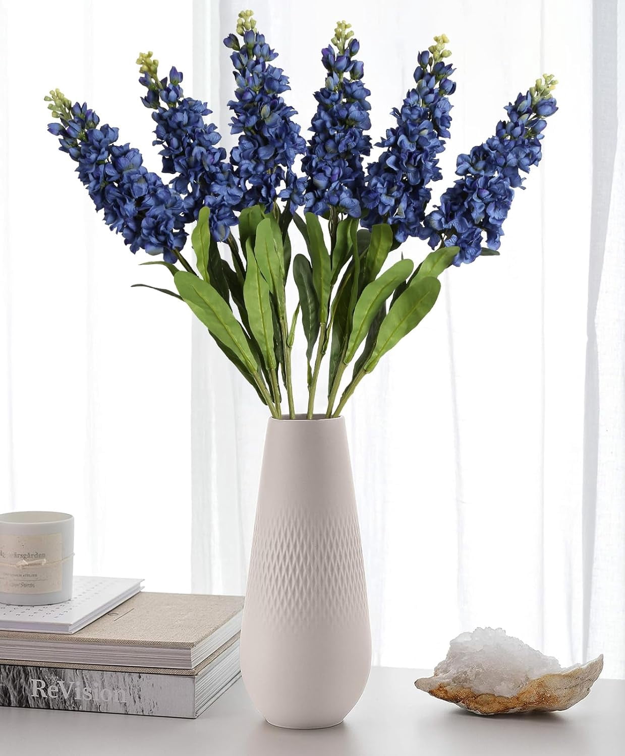 Snapdragon Artificial Flowers 3.5" Delphinium Fake Flowers Royal Blue Long Stem Silk Flowers Antirrhinum Majus Faux Flowers for Home Garden Wedding Decor Floral Arrangement (Royal Blue)