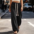 thumbnail image 5 of Miqool Women's Baggy Wide Leg Sweatpants Casual Drawstring Lounge Sweat Pants Loose Fit Boho Trousers with Big Pockets, 5 of 8