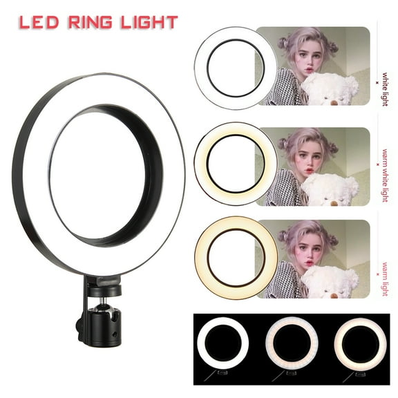 Miuline LED Ring Light with Tripod Stand & Phone Holder, Dimmable Desk Makeup Ring Light,for Live Streaming & YouTube Video
