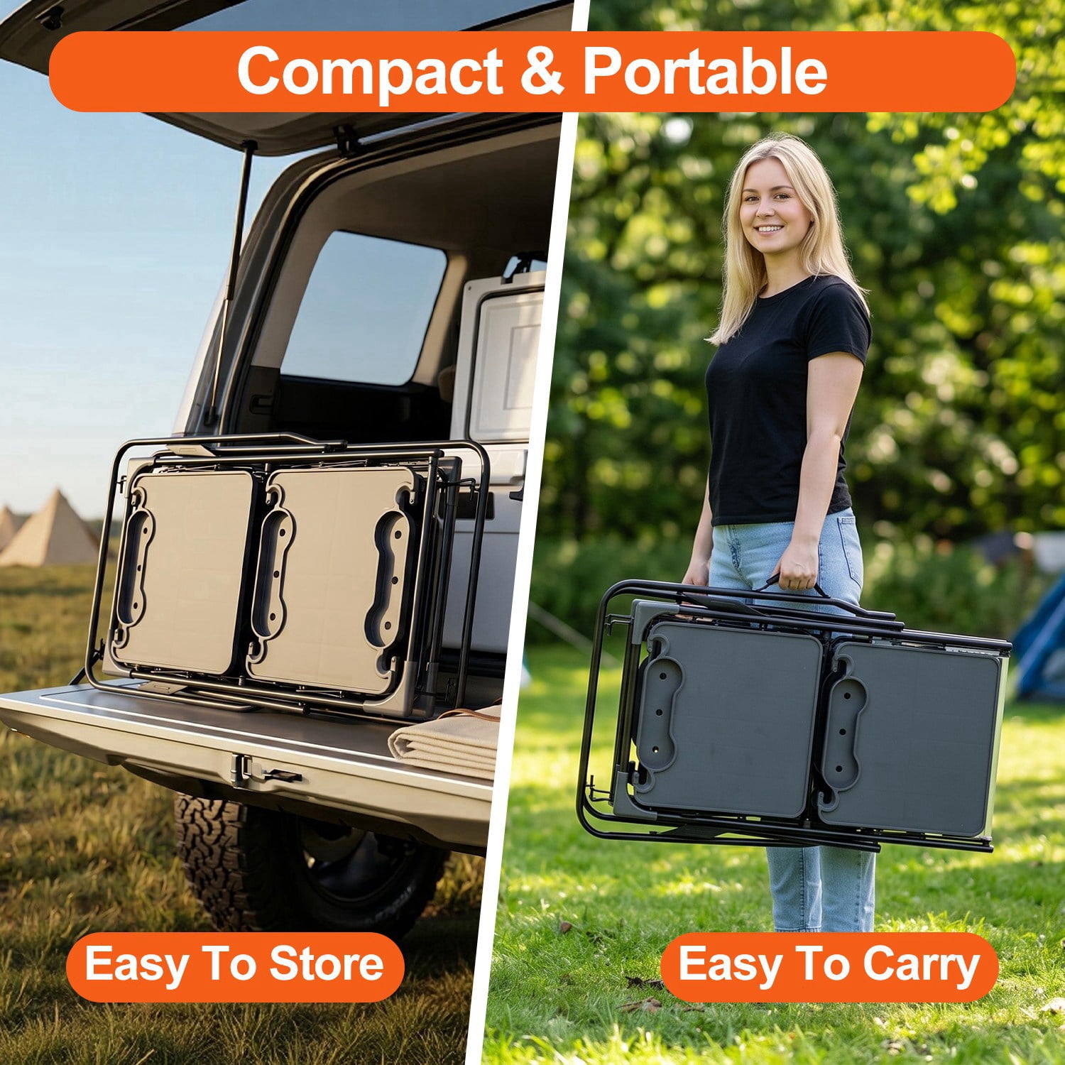 Folding Camping Kitchen Table with 4 Side Tables and Storage Rack