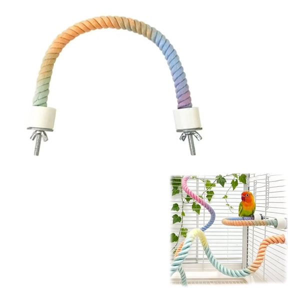 Bird Rope Perch for Parrots, Bird Cage Gradient Climbing Rope Toys Accessories Screw for Cockatiels Lovebird Parakeet Budgies Sugar Gliders Hemp Swing ,9.84''