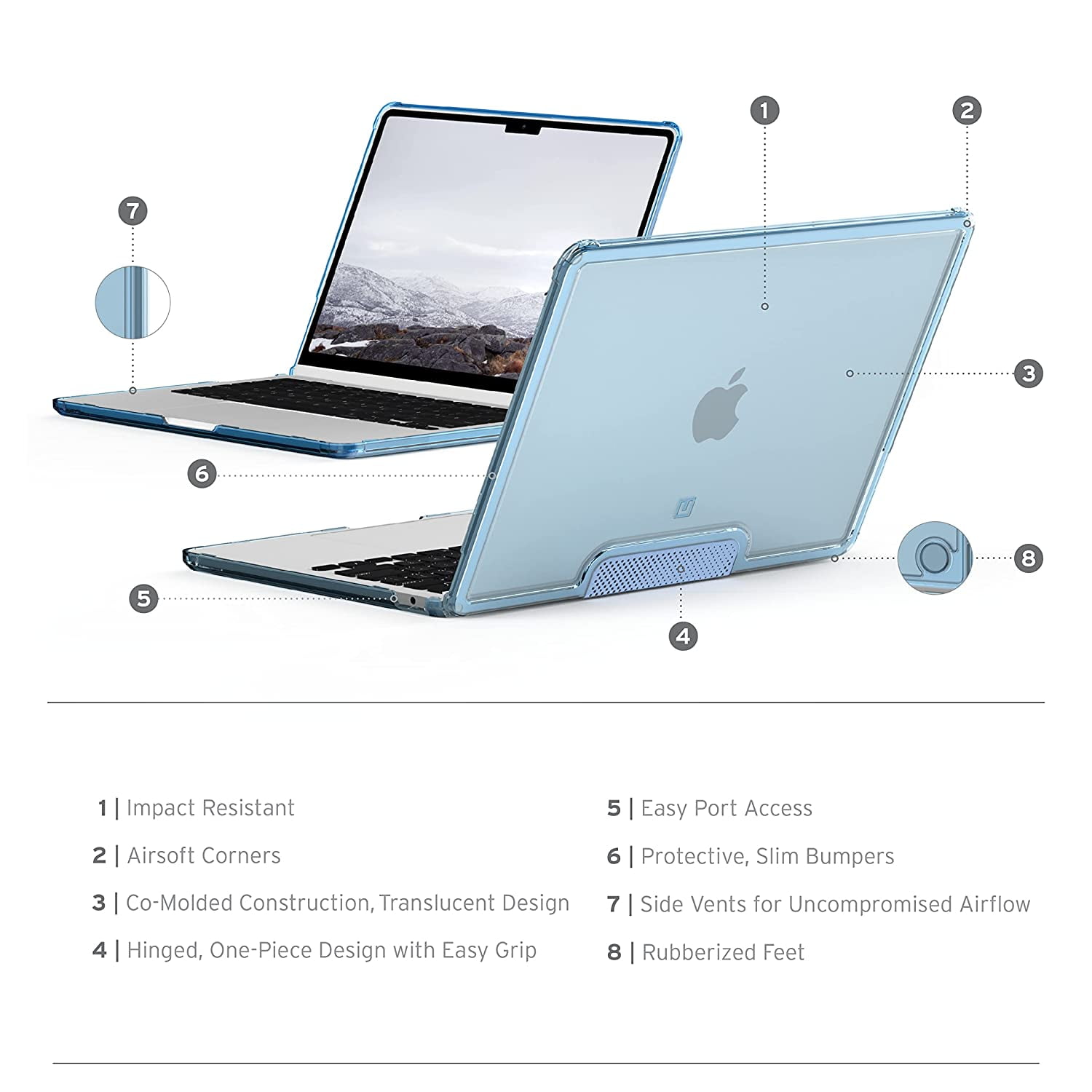 Spigen Urban Fit Designed for MacBook Air 13.6 inch Case M2 A2681 Black