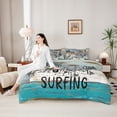 thumbnail image 4 of Castle Fairy Surf Camper Art Bedding Comforter Set 7 Pieces for Teens, "Let's Go Surfing" Print Full Bedding Set for Bedroom, Blue Brown,Grey Reversible, 4 of 7