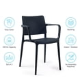 thumbnail image 3 of WRGHOME Garden Modern Outdoor/Indoor Plastic Resin Stacking Patio Dining Chairs (Set of 2) - BLACK, 3 of 6
