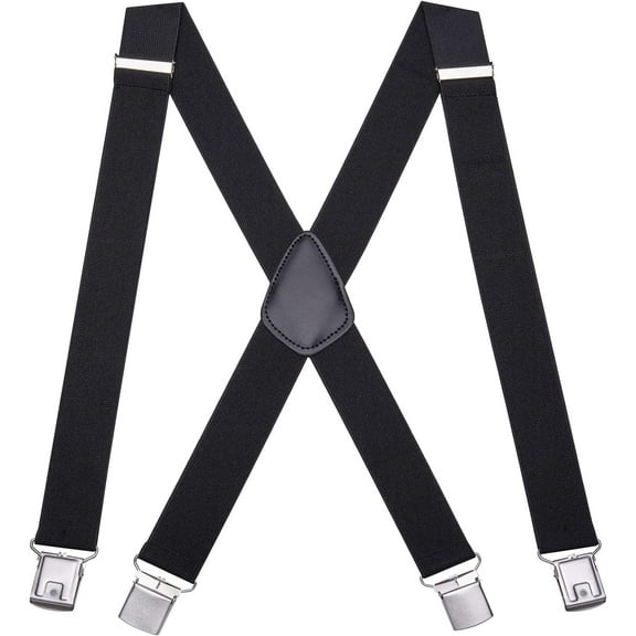 Men's Suspenders 1.4" Wide Adjustable Elastic X Back Style Suspenders With Strong Metal Clips