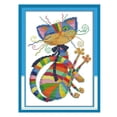 thumbnail image 1 of Kit de punto de cruz con estampado y contado para hacer tú mismo: patrones de gatos coloridos, regalos hechos a mano 11CT 32x42cm, 1 of 9