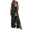 thumbnail image 2 of Womens Christmas Print Wide Leg Jumpsuit Adjustable Strap Sleeveless Overalls with Pockets 2XL, 2 of 7