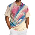 thumbnail image 2 of Tie Dye Polo Shirts for Men Henley Short Sleeve Cotton Linen Tees Causal Vacation Loose T Shirts, M, 2 of 6