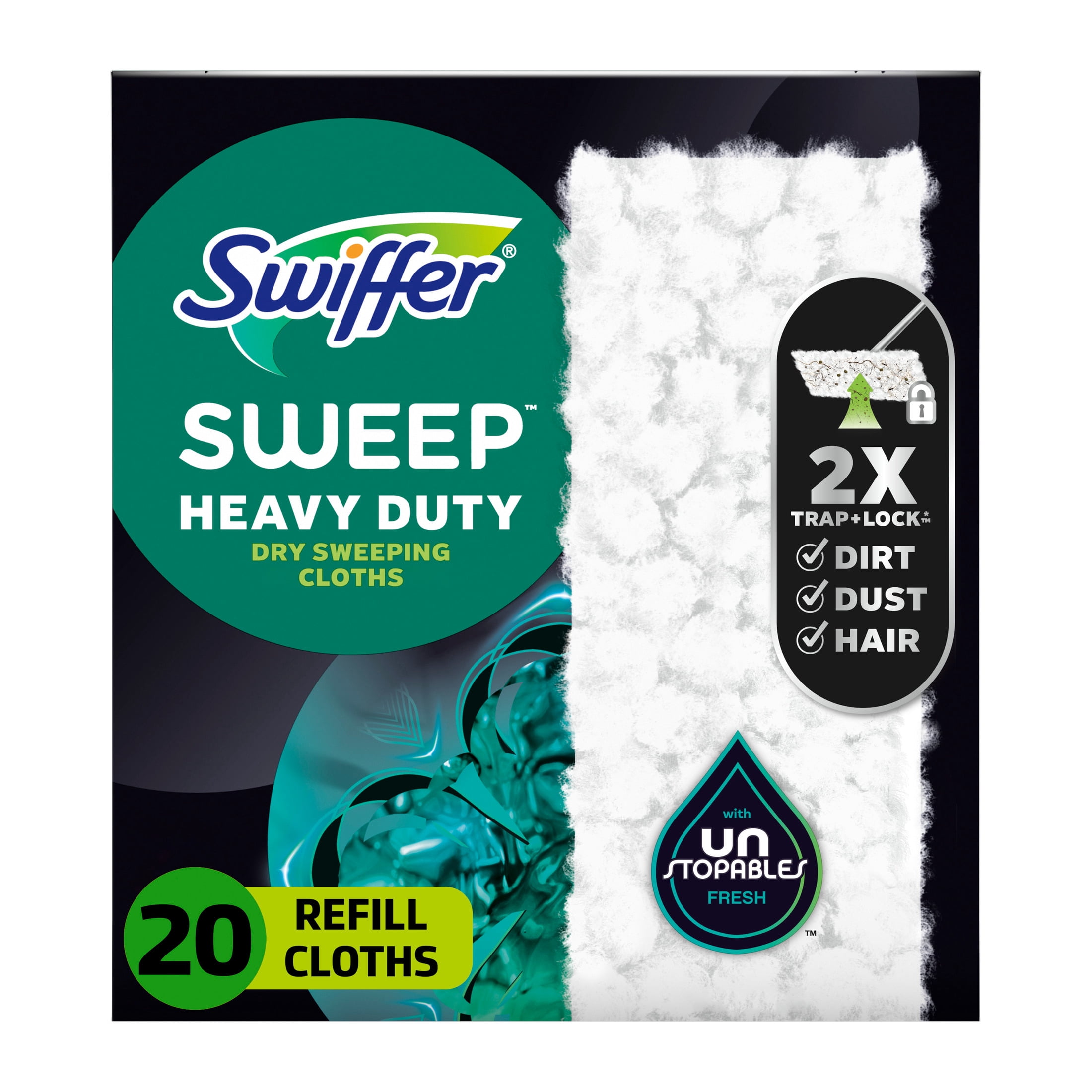 (3 pack) Swiffer Hair Magnet Heavy Duty Refills, Floor Cleaner, Unstopables, Fresh Scent, 20 Count