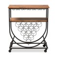 thumbnail image 3 of Bowery Hill Black Metal and Walnut Finished Wood Mobile Wine Bar Cart, 3 of 8