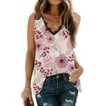 thumbnail image 2 of Edvintorg Womens Tank Tops Fashion Women's V-Neck Lace Patchwork Printing Sleeveless Tank Vest Top Blouse, 2 of 5