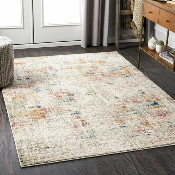 Hauteloom Eversley Living Room, Bedroom Area Rug - Contemporary - Cream, Light Gray, Medium Gray - 5'3" x 7'3"
