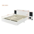 thumbnail image 4 of Euroco Wood Queen Size Platform Bed with Bedside Nightstands, Floating Bed with LED Light for Bedroom, White, 4 of 10