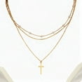 thumbnail image 3 of Handcrafted Layered Gold Cross Pendant Necklace, 3 of 4