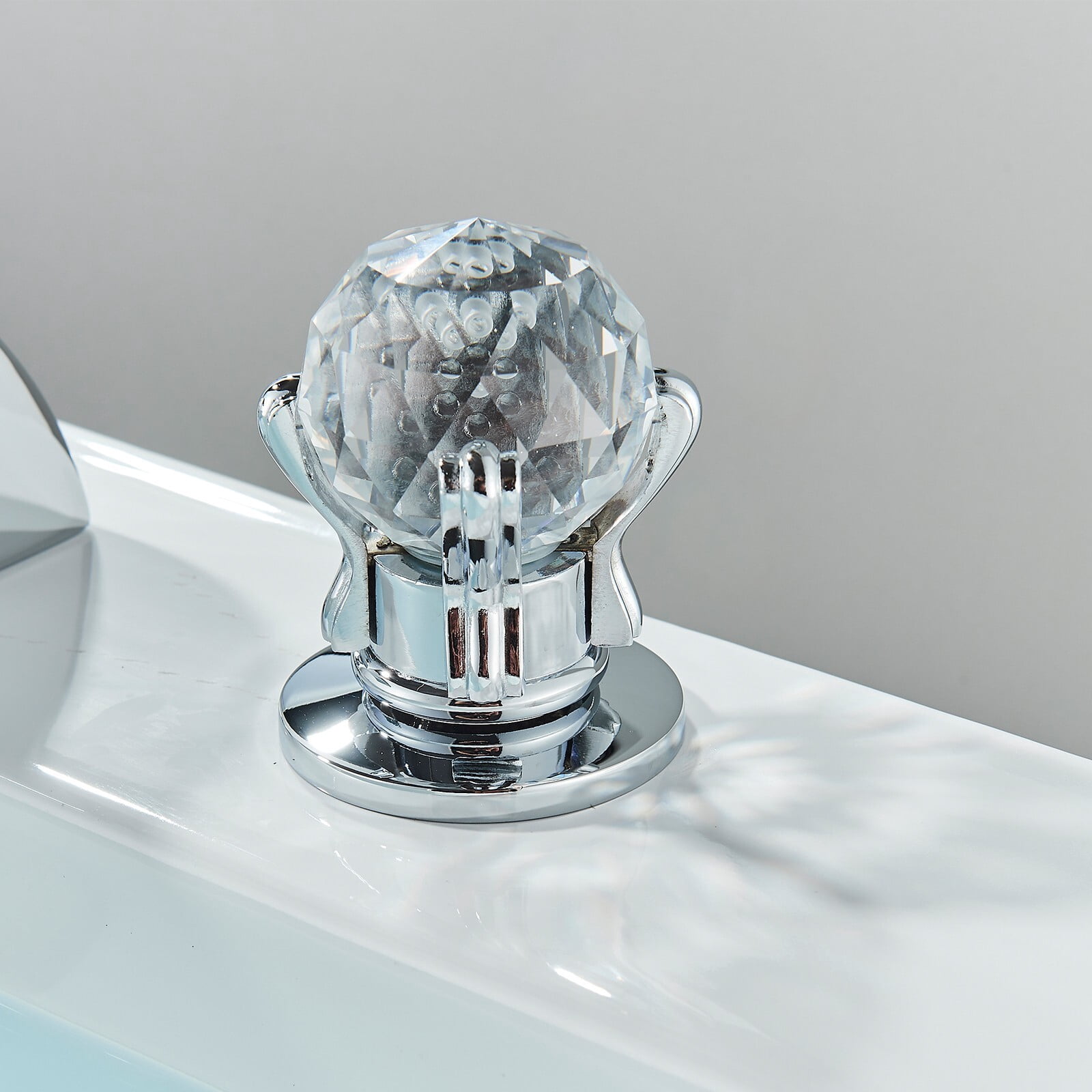 Zovajonia Chrome LED Waterfall Bathroom Faucet 3 hole 8 inch Widespread Sink Basin Mixer