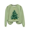 thumbnail image 6 of Christmas Outfits for Women Loose Crewneck Graphic Pullover Sweatshirt without Hood Long Sleeve Holiday Tops (XL, Green #B), 6 of 7