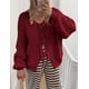 thumbnail image 5 of Suéter PRETTYGARDEN Rojo Vino con Lazo Frontal y Mangas Abullonadas XL, 5 of 8